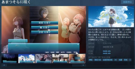 《天空之恋》Steam页面上线 2024年11月推出