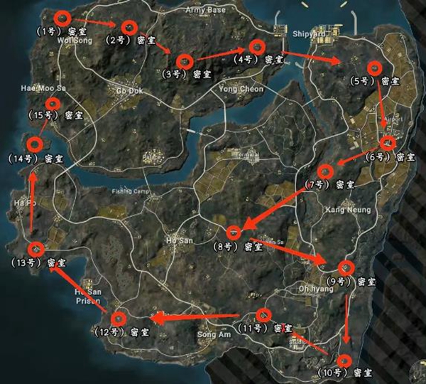 pubg泰戈神秘钥匙密室地图分布